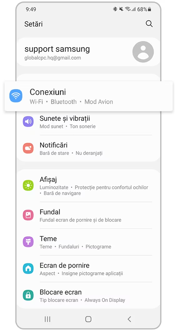 ➊ Accesați „Setări” și selectați „Conexiuni".