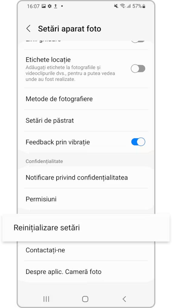<b> Pasul 2. </b> Selectează <b> Reinițializare setări</b>.