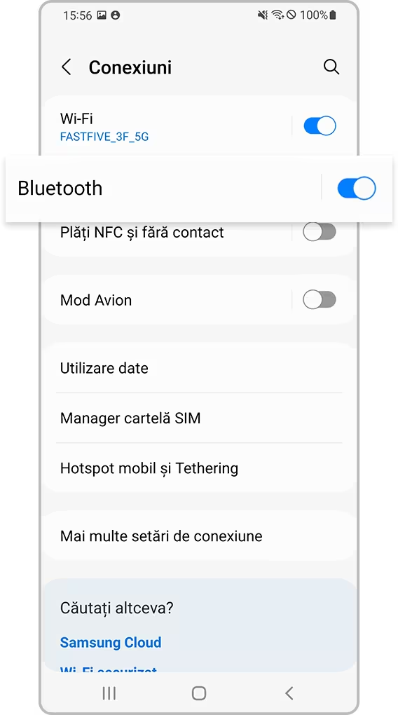 <b>Pasul 2.</b> Atingeți <b>Bluetooth</b>.