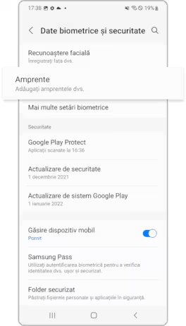 <b>Pasul 2. </b>Atinge<b> Amprente</b>.