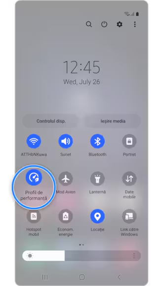<b>4.</b>   Atingeți <b>Profil de performanță</b> pentru a-l dezactiva și activa