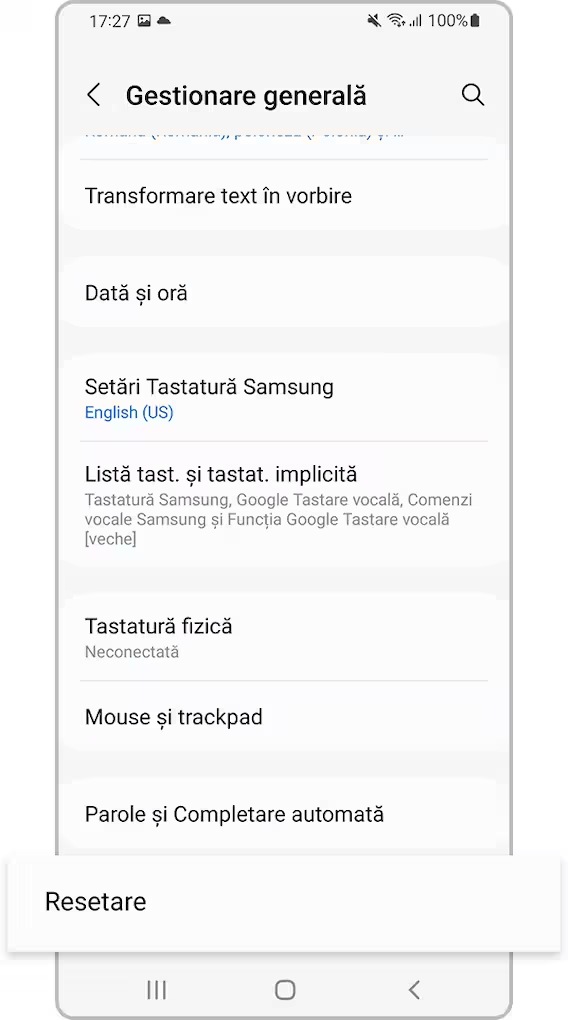<b> Pasul 2. </b> Atingeți <b> Resetare</b>.