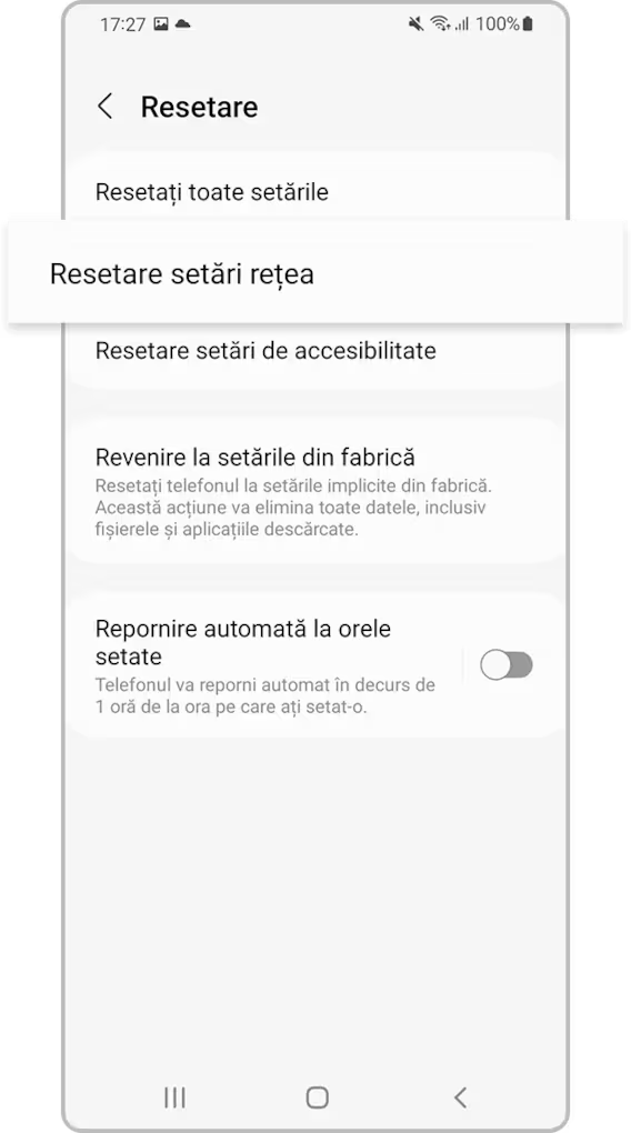 <b> Pasul 3. </b> Atingeți <b> Resetare setări rețea</b>.