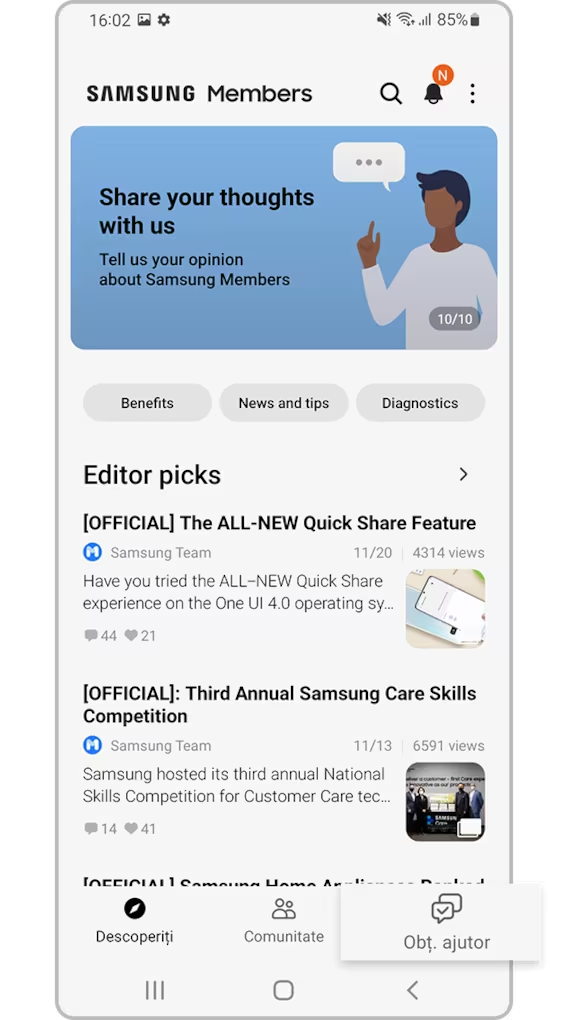 <b>Pasul 2.</b> Selectează <b>Obț. ajutor</b>.