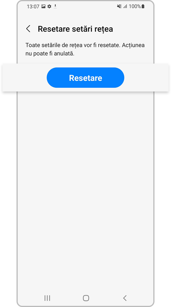 <b>Pasul 5.</b> Verifică informațiile de pe ecran, apoi atinge <b>Resetare</b>.