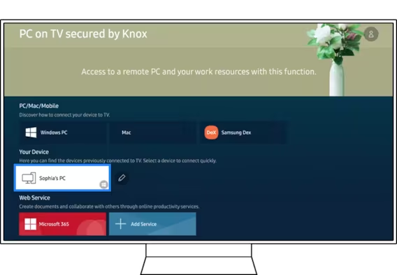 <b>Pasul 5.</b> Selectează pictograma PC-ului conectat, dacă este afișată pe televizor.