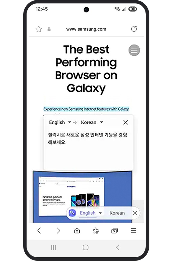 Samsung Translator is shown.