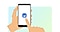 A image of smartphone with finger which tapping a icon