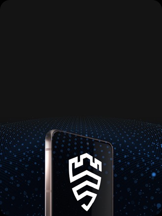 A Samsung device is shown. Coming out of the screen is the Samsung Knox icon