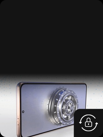 The back of a Samsung phone is shown with a vault on it