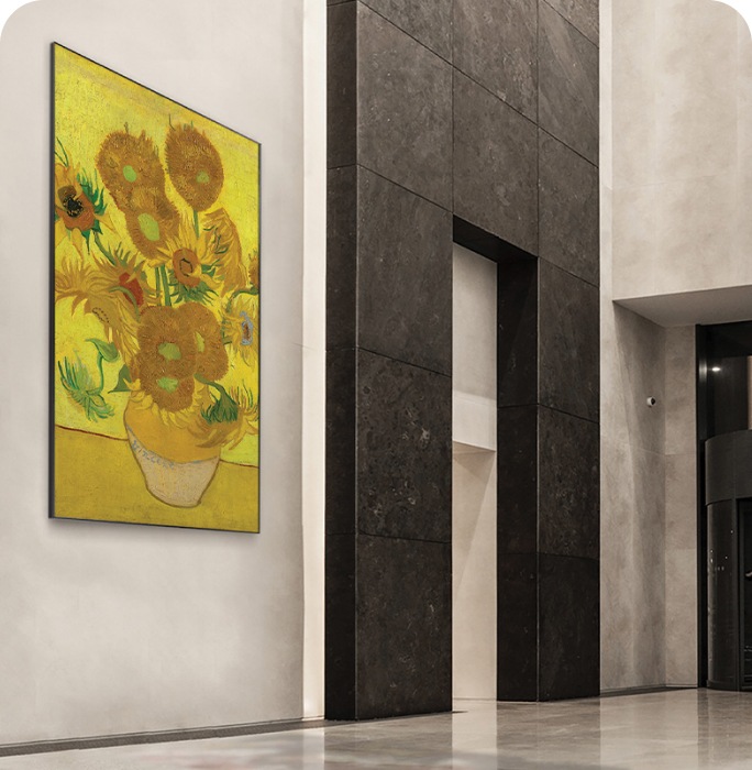 The display in the lobby features a painting.