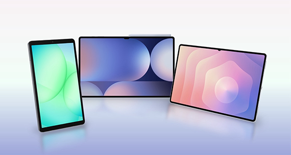 A range of Galaxy tablets are shown together