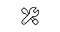 A black vector illustrating a wrench in front of a screwdriver