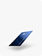A blue credit card is shown at a tilted angle
