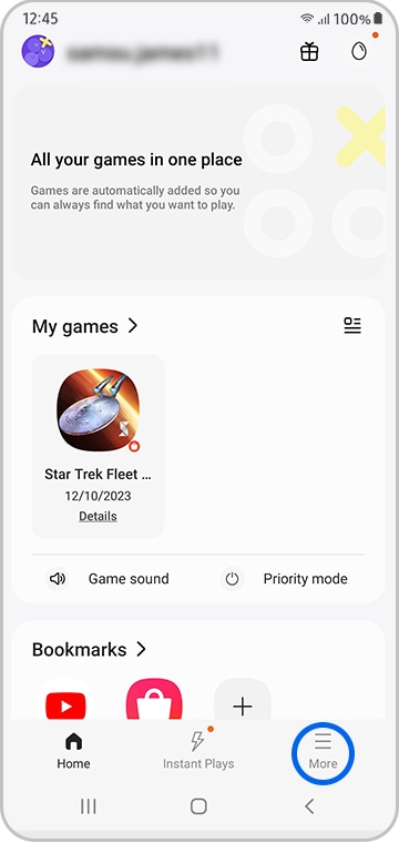 More options highlighted on Gaming hub app