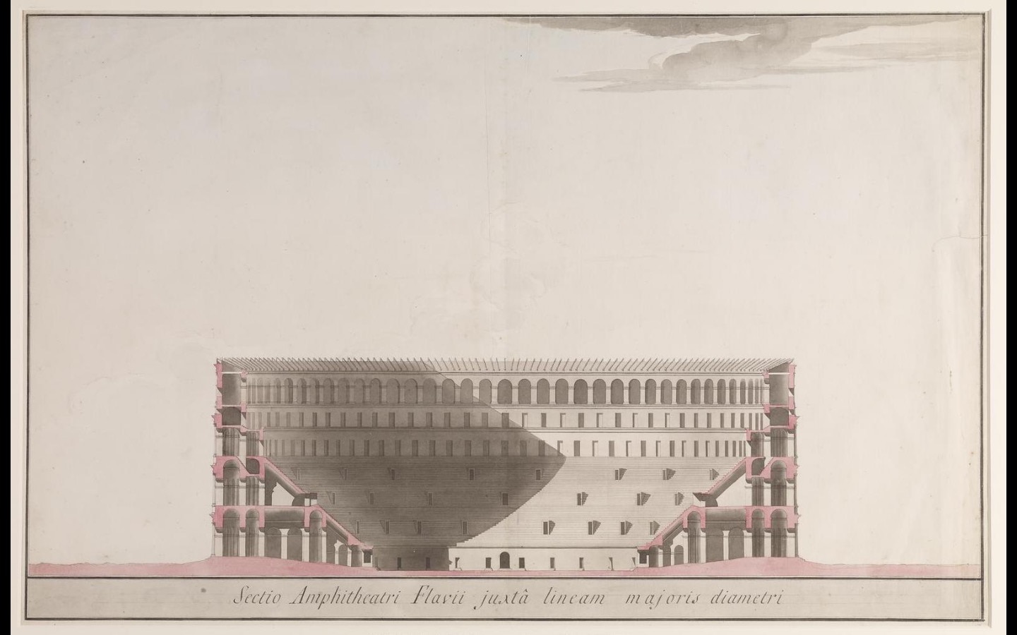 Photo of a vintage watercolour painting of the inside of the fully built Flavian Amphitheatre Photo of a vintage watercolour painting of the inside of the fully built Flavian Amphitheatre