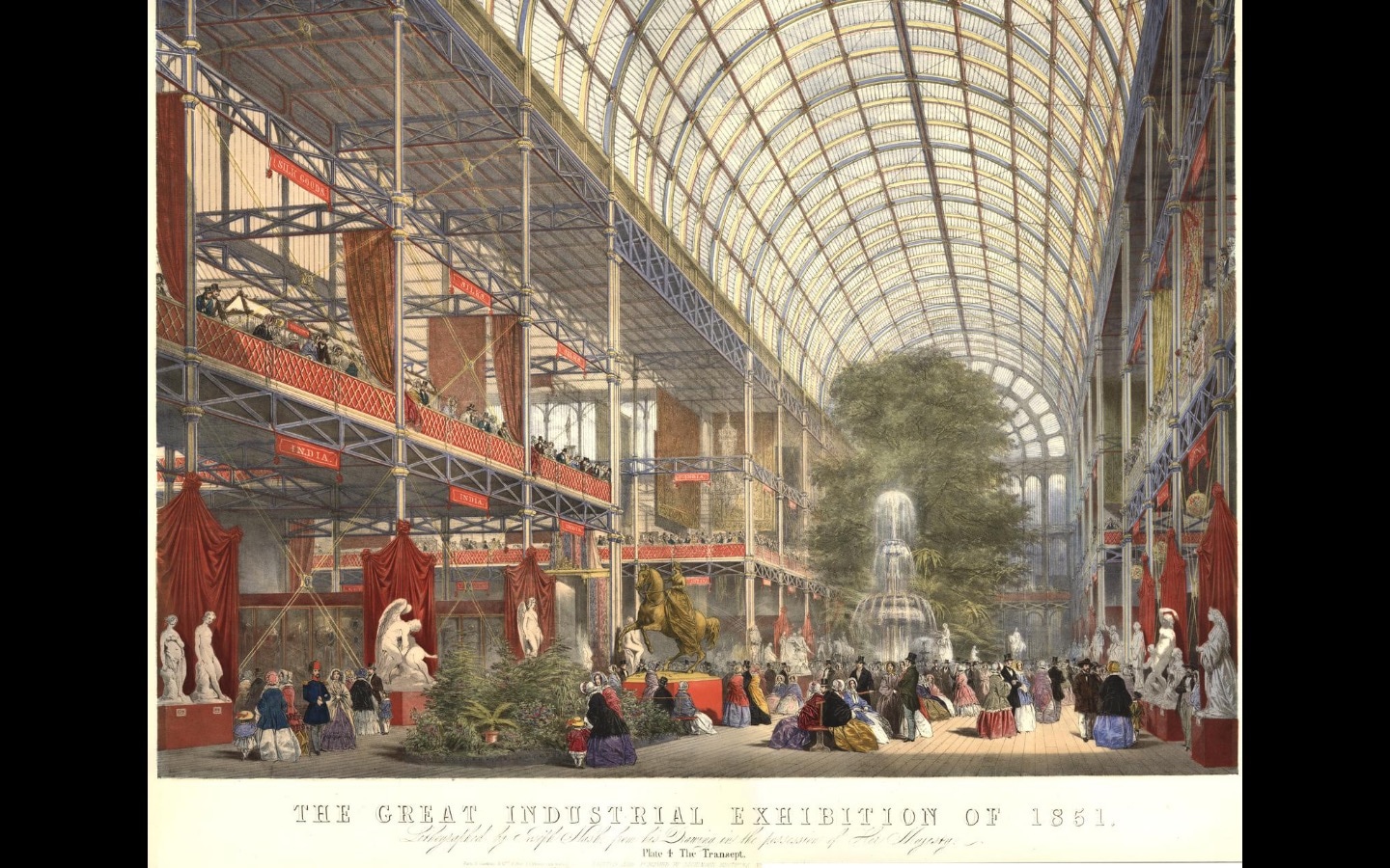 Photo of a lithograph of the Great Exhibition at Crystal Palace being built Photo of a lithograph of the Great Exhibition at Crystal Palace being built