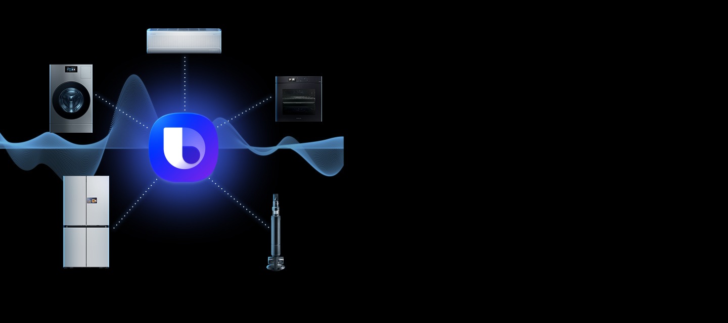 Multiple appliances are connected with blue logo