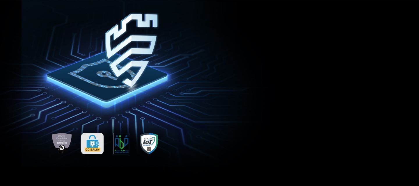 Glowing knox logo on the base under other security logos