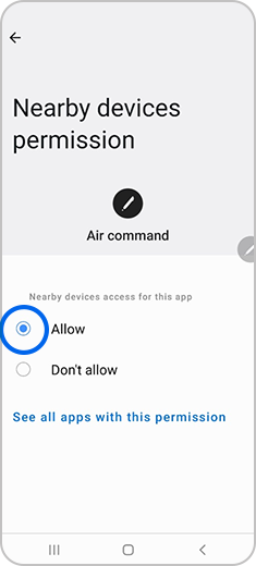 Allow selected in nearby devices permission