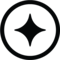 A black and white star is shown in a circle.