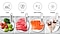 There are 4 different sections, the cool section is 2°C containing fresh vegetables, the chill section is -1°C containing fresh meat, soft freeze section is -5°C containing fresh salmon, and freezer section is -23°C~-15°C containing ice-cream.