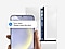 In front of a refrigerator, a hand holds a Galaxy smartphone displaying the SmartThings app UI with Door open notification.