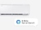 In front of a air conditioner, voice control calls Bixby for a command saying "Hi, Bixby. Turn on the A/C".