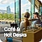 Two people face away from desks in Samsung KX, admiring the view of Coal Drops Yard