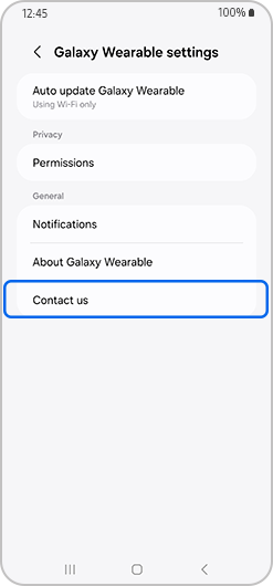 Contact us option highlighted.