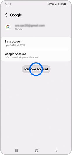 Remove account selected