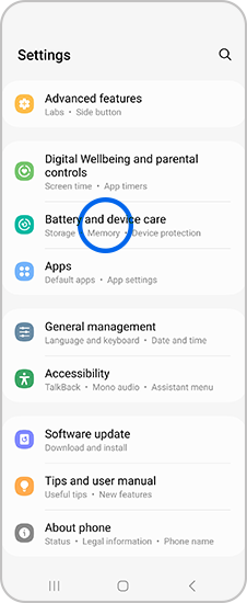 Battery and device care selected