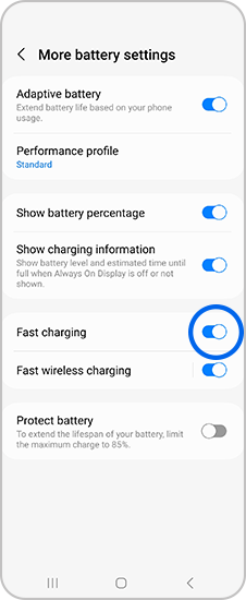 Fast charging selected
