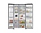 A Bespoke AI refrigerator with the doors open showing the food inside