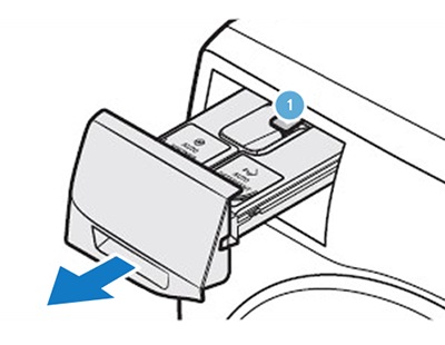 Press release lever and pull detergent drawer out