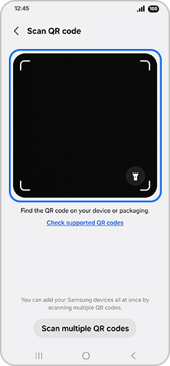 “Scan QR code” with camera highlighted.