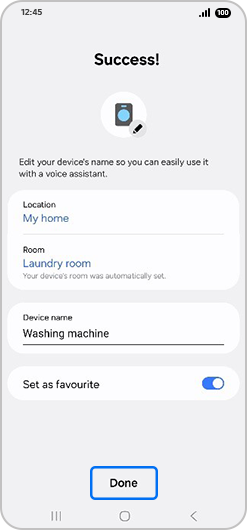 “Success!” screen with “Done” highlighted