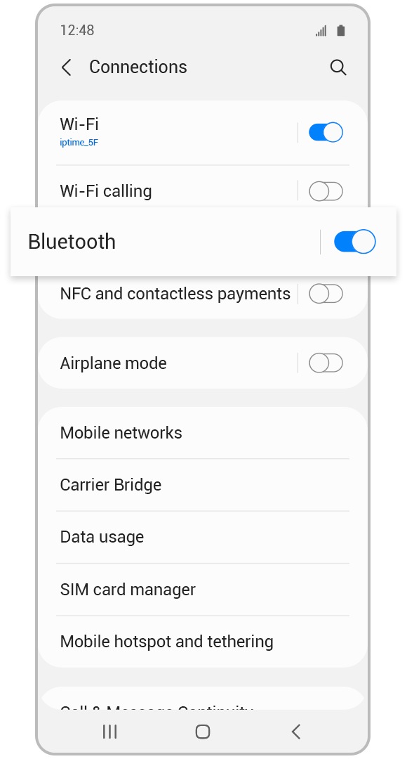Check if Bluetooth is turned on and select Menu.