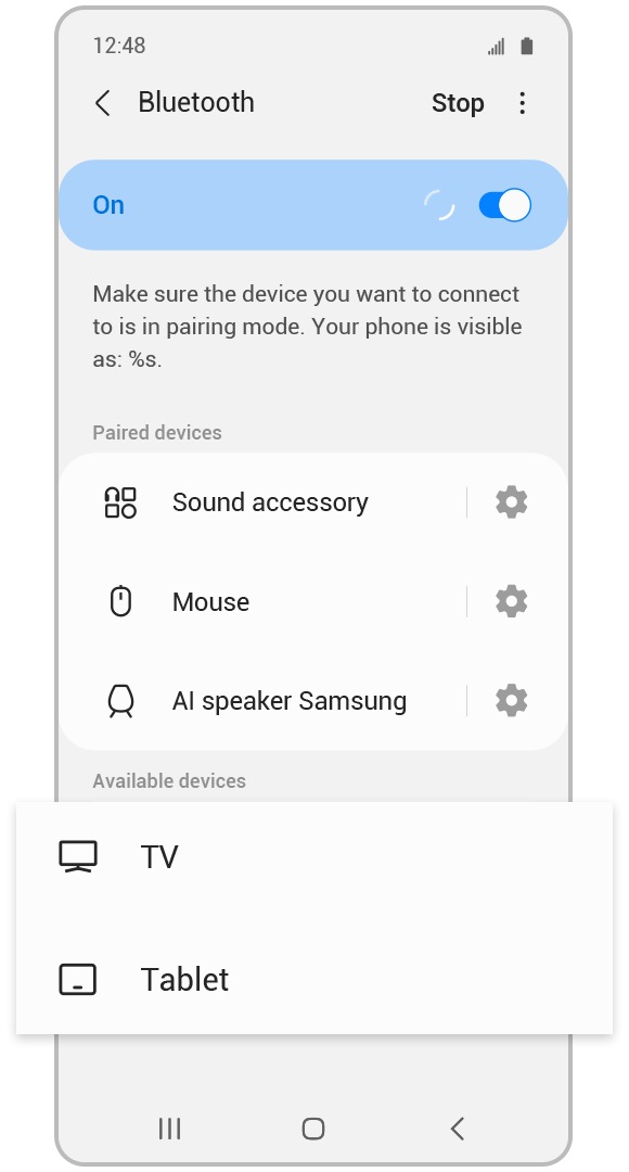 Choose the device you want to pair with on the list under "Available devices".