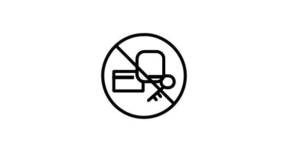 Icon indicating to be careful with keys, cards, and coins