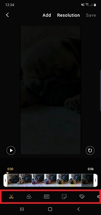 Swipe along the editing options to view more