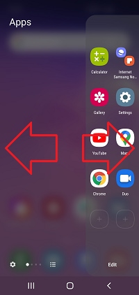 Swipe left or right to swap edge panels