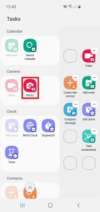 Tap on any task you want to add to the panel
