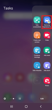 Tap on the task or shortcut you want to use