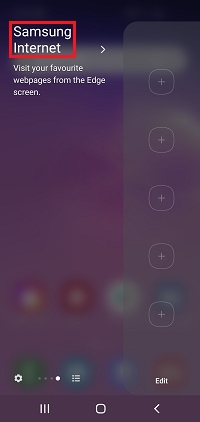 Swipe across the edge panel to get the Samsung Internet panel