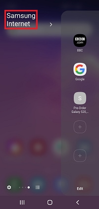 Tap Samsung Internet to open the Internet app