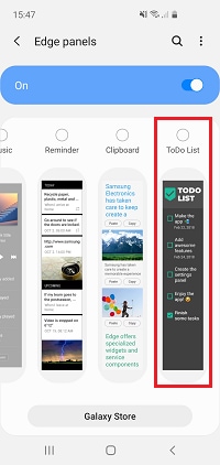 Open your edge panel settings and tap on your new panel to use it