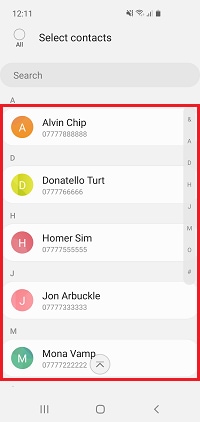 Tap each contact you want to add to the edge panel