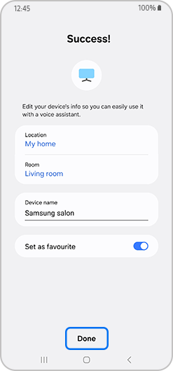 Done option highlighted on screen