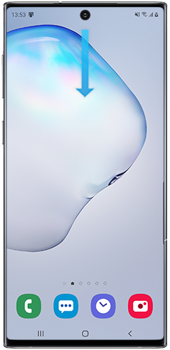 Swipe down from home screen to access the Notification panel on Note10